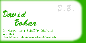 david bohar business card